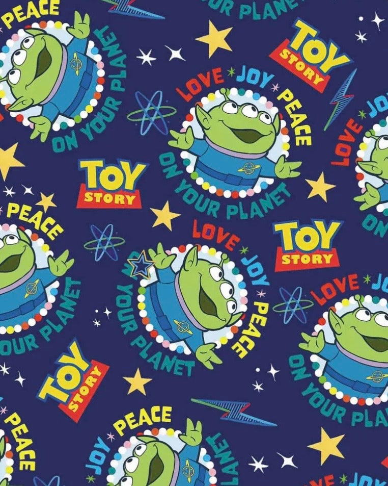 Disney Toy Story Aliens Character Polycotton Fabric - Half Yard (18” x 55”) 14982