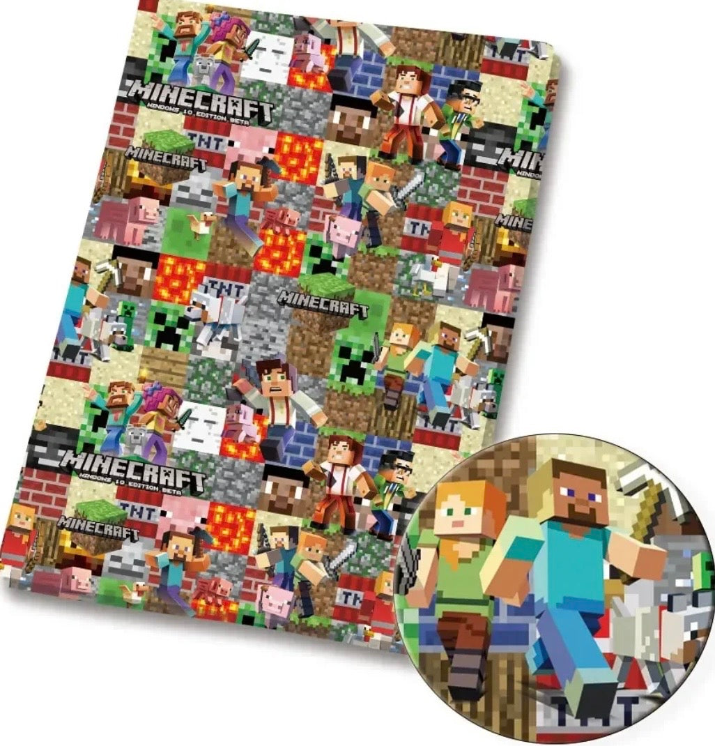 Minecraft Pixel Blocks game Creeper Character Polycotton Fabric - Half Yard (18” x 55”) 7047