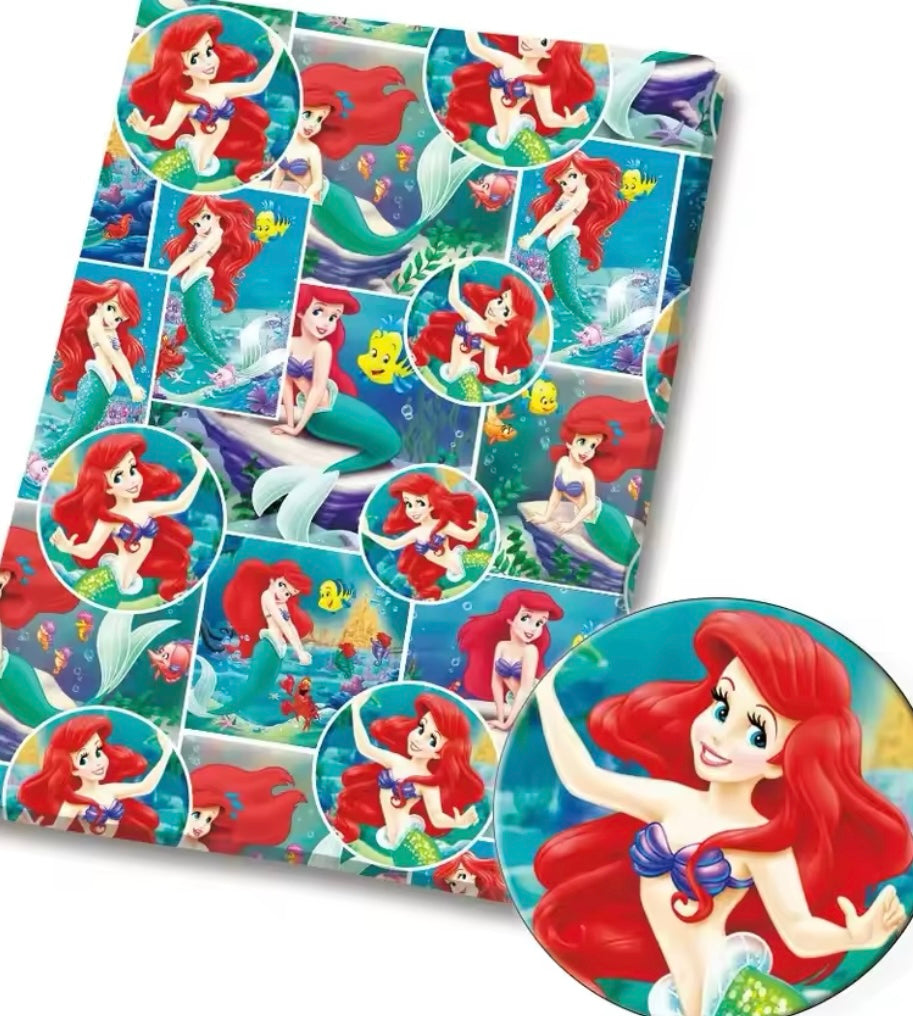 Little Mermaid polyCotton Fabric Half Yard (18” x 55”)