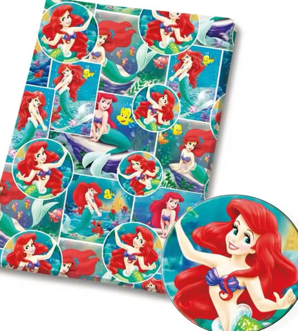 Little Mermaid polyCotton Fabric Half Yard (18” x 55”)
