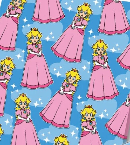 Super Mario Princess Peach game Polycotton Fabric - Half Yard (18” x 55”) 40334