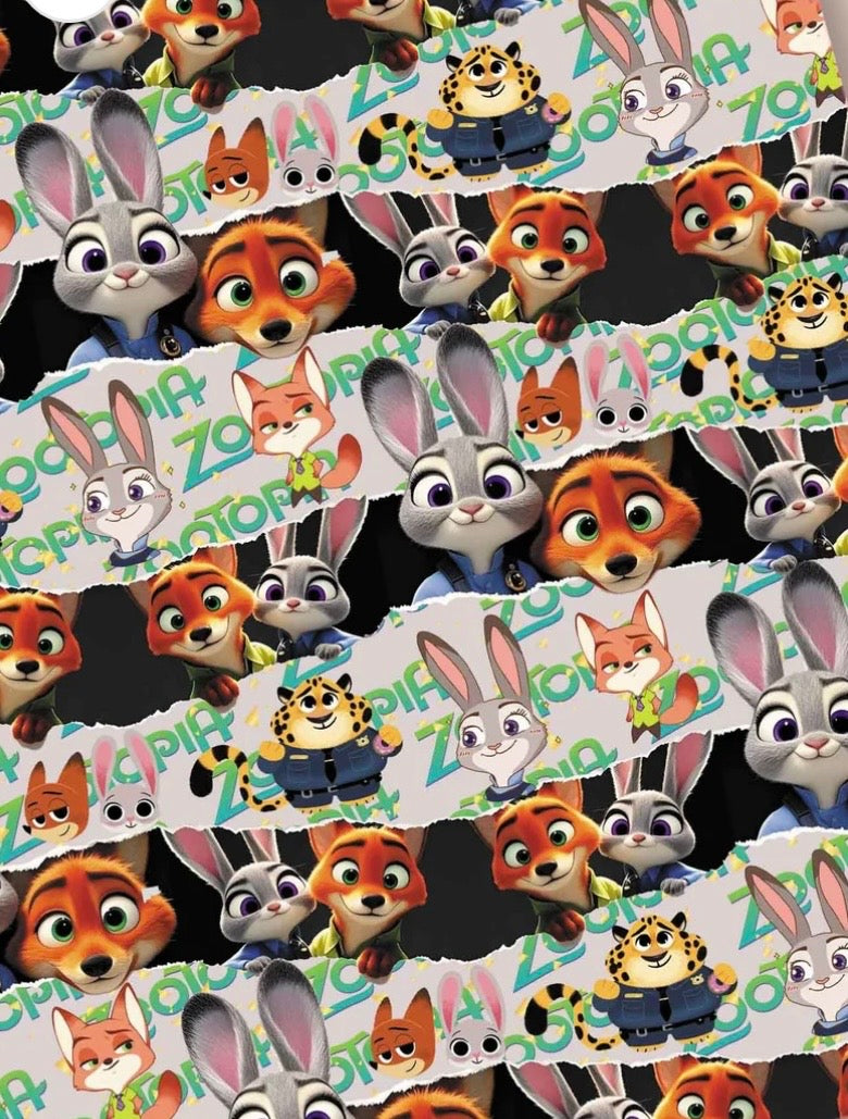 Disney Zootopia Zootropolis Judy Hopps Nick Wilde Polycotton Fabric - Half Yard (18” x 55”) 14546
