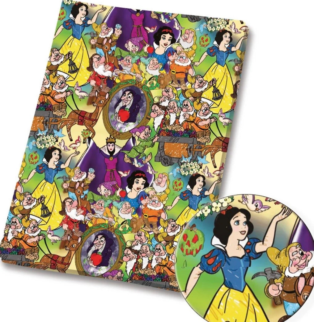 Disney Princess Snow White Seven Dwarfs Polycotton Fabric - Half Yard (18” x 55”) 81504