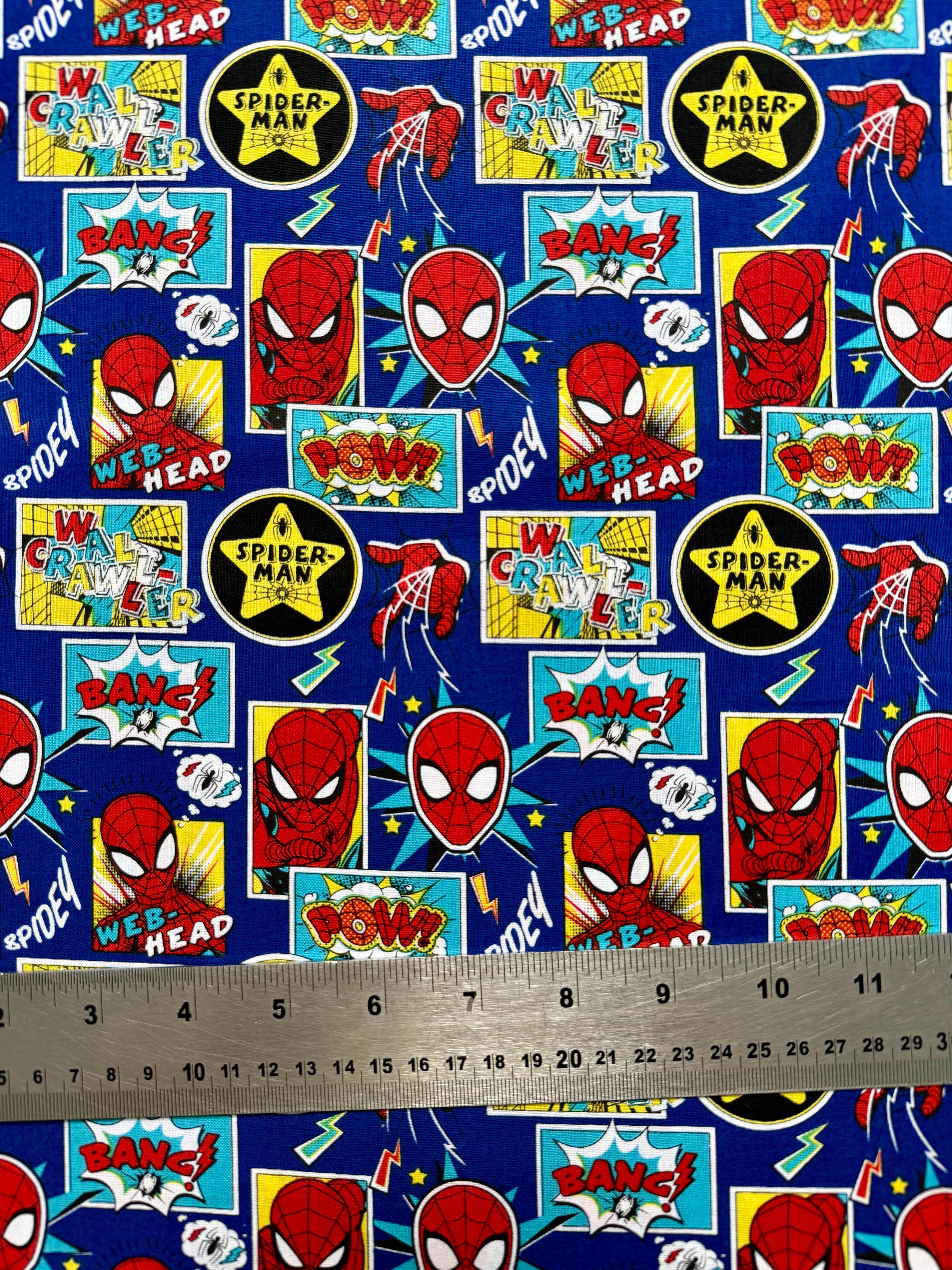 Marvel Avengers Spiderman Cotton Fabric - Half Yard (18” x 55”)