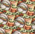 Star Wars Mandalorian Grogu Space Character Polycotton Fabric - Half Yard (18” x 55”) 29779