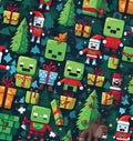 Minecraft Pixel Blocks game Creeper TNT Character Christmas Polycotton Fabric - Half Yard (18” x 55”) 39236