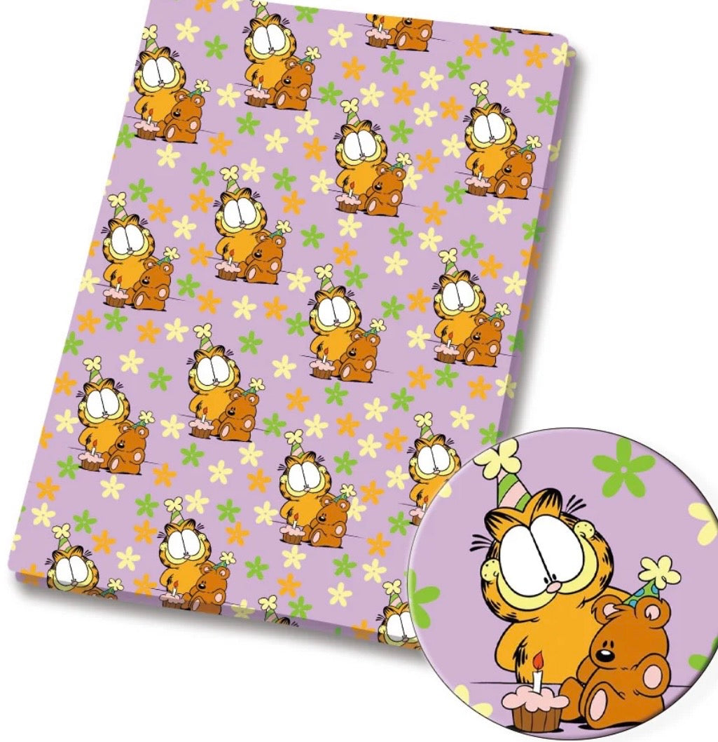 Retro 1980s Garfield Cartoon cat polyCotton Fabric - Half Yard (18” x 55”) 10373