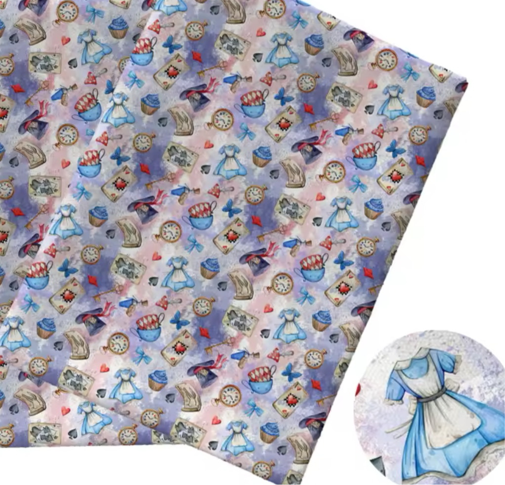 Alice in Wonderland polyCotton Fabric Half Yard (18” x 55”)