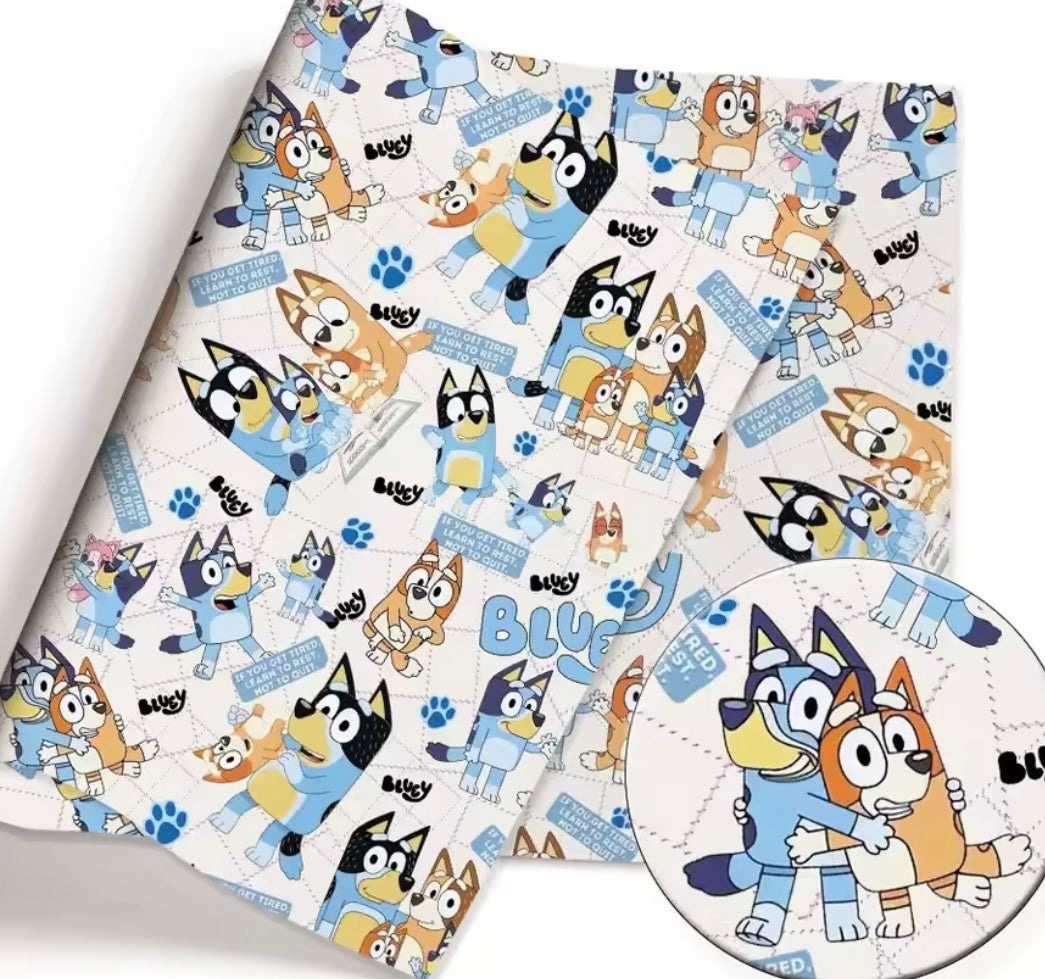 Bluey polyCotton Fabric Half Yard (18” x 55”)