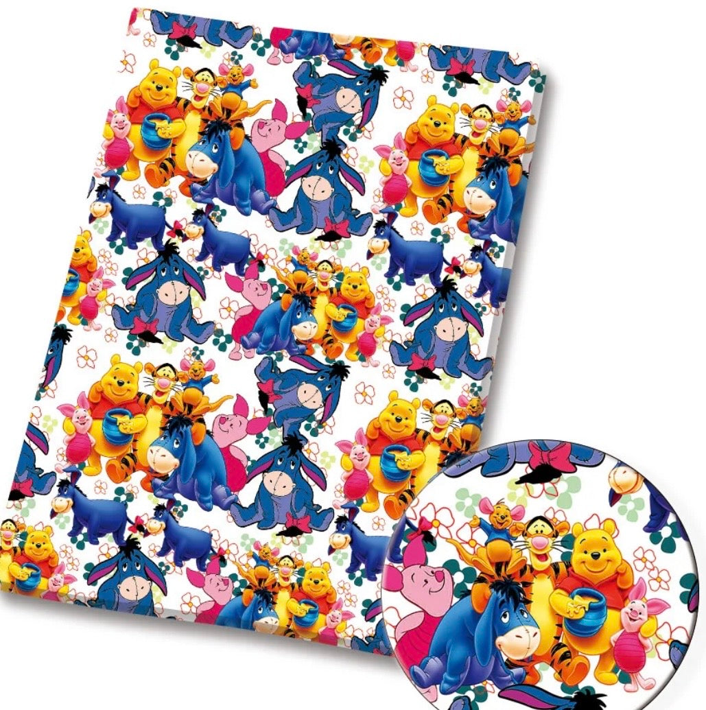 Disney Winnie the Pooh Bear Roo Tigger Piglet Eeyore Polycotton Fabric - Half Yard (18” x 55”) 36696
