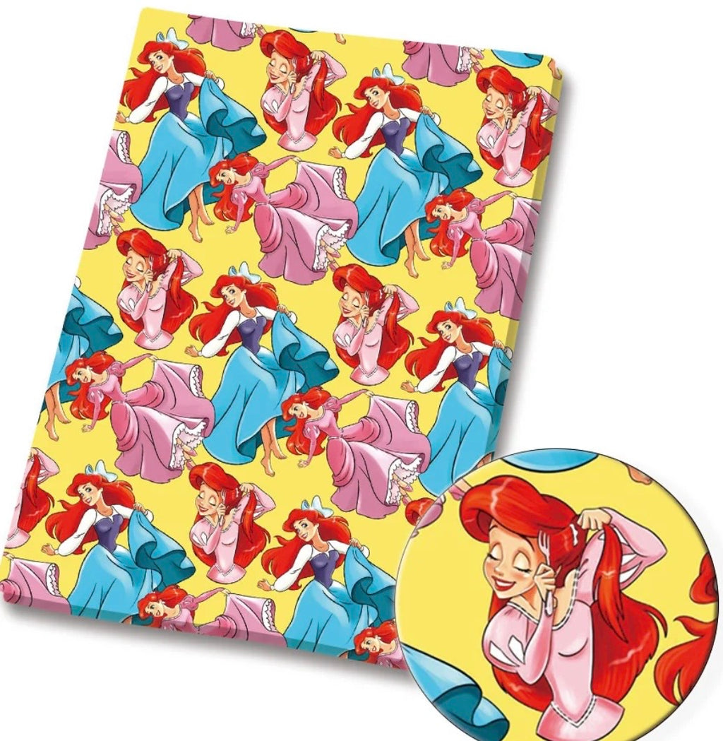 Disney Little Mermaid Princess Ariel Flounder Polycotton Fabric - Half Yard (18” x 55”) 37477