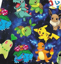 Pokemon Charmander Pikachu Eevee character Polycotton Fabric - Half Yard (18” x 55”) 13481