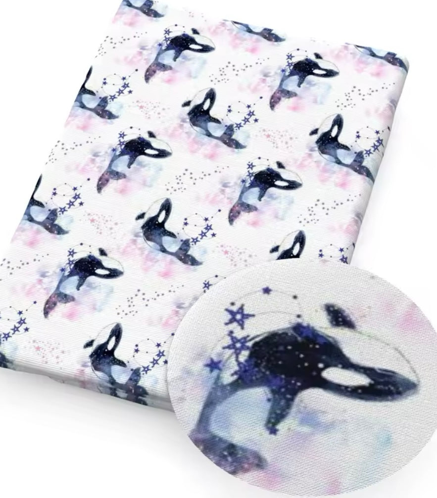 Whales polyCotton Fabric Half Yard (18” x 55”)