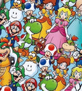 Super Mario Bowser Yoshi Luigi Princess Peach game Polycotton Fabric - Half Yard (18” x 55”) 40423