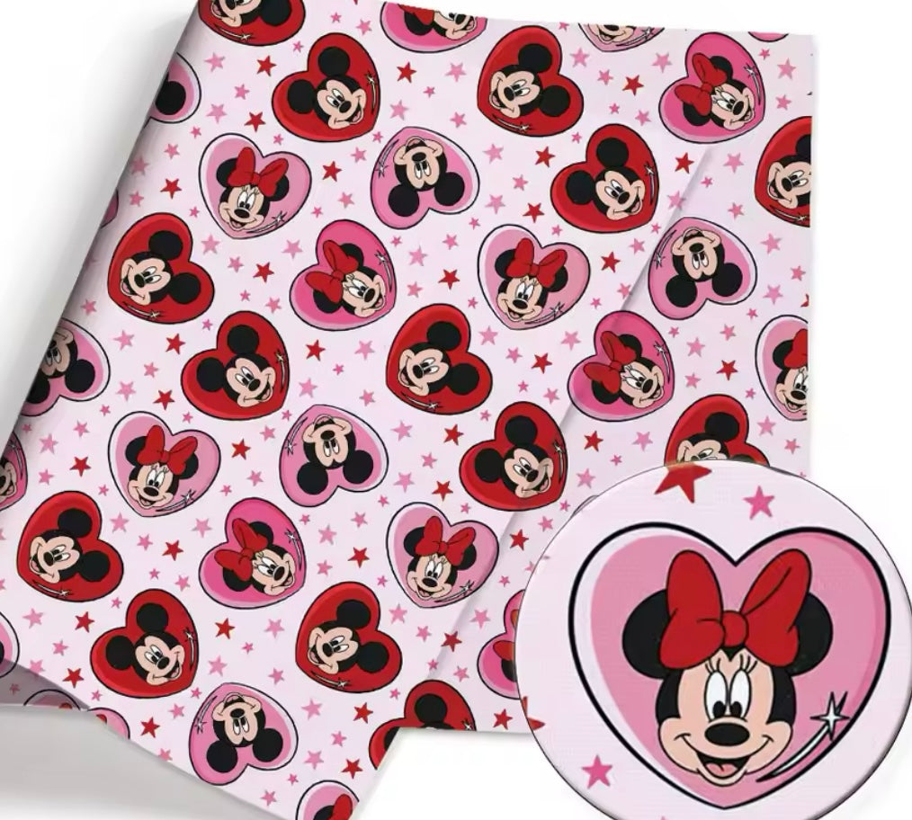 Minnie Mouse Hearts polyCotton Fabric Half Yard (18” x 55”)