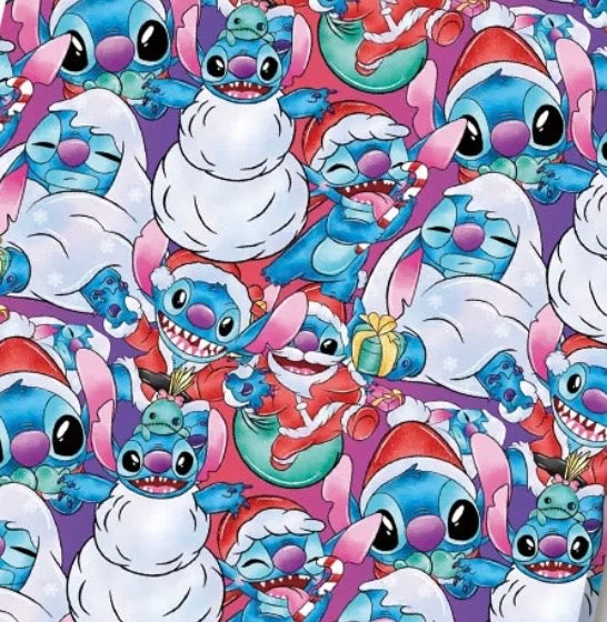 Disney Stitch Alien Christmas Polycotton fabric - Half Yard (18” x 55”) 38264