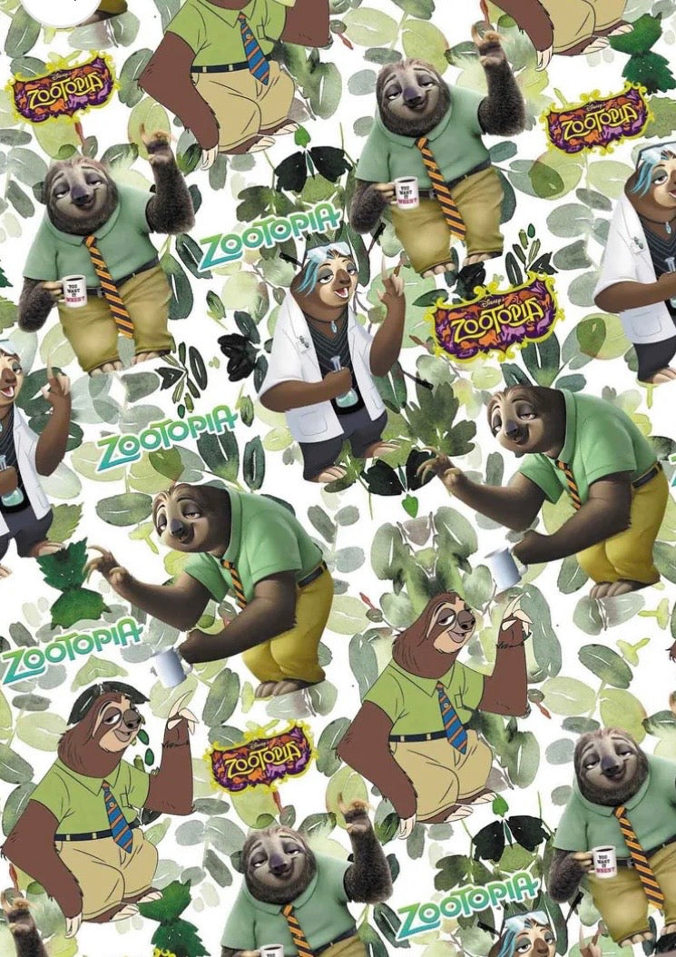 Disney Zootopia Zootropolis Flash Sloth Character Polycotton Fabric - Half Yard (18” x 55”) 14700