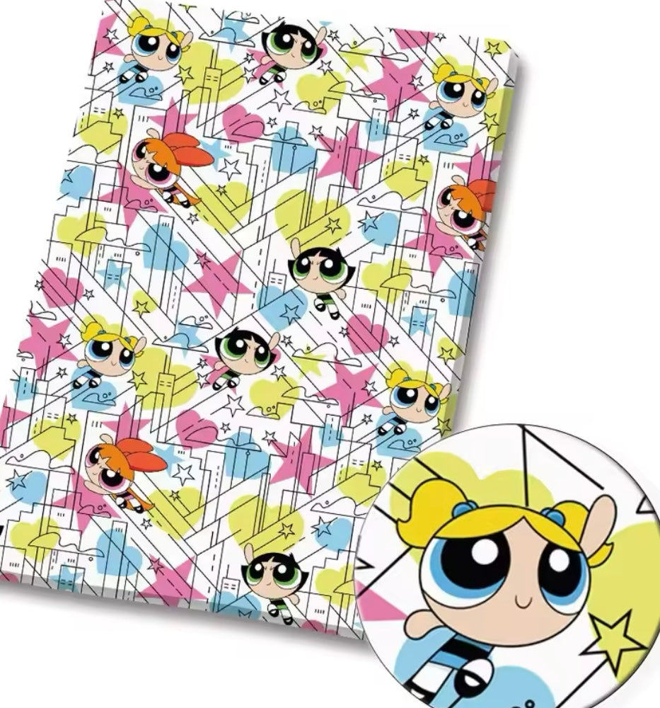 Powerpuff Girls polyCotton Fabric Half Yard (18” x 55”)