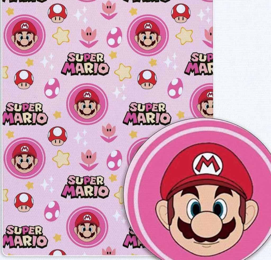 Super Mario Toad game Polycotton Fabric - Half Yard (18” x 55”) 33116