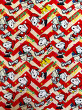 Snoopy Peanuts Woodstock 1980s character dog Christmas Polycotton Fabric - Half Yard (18” x 55”)