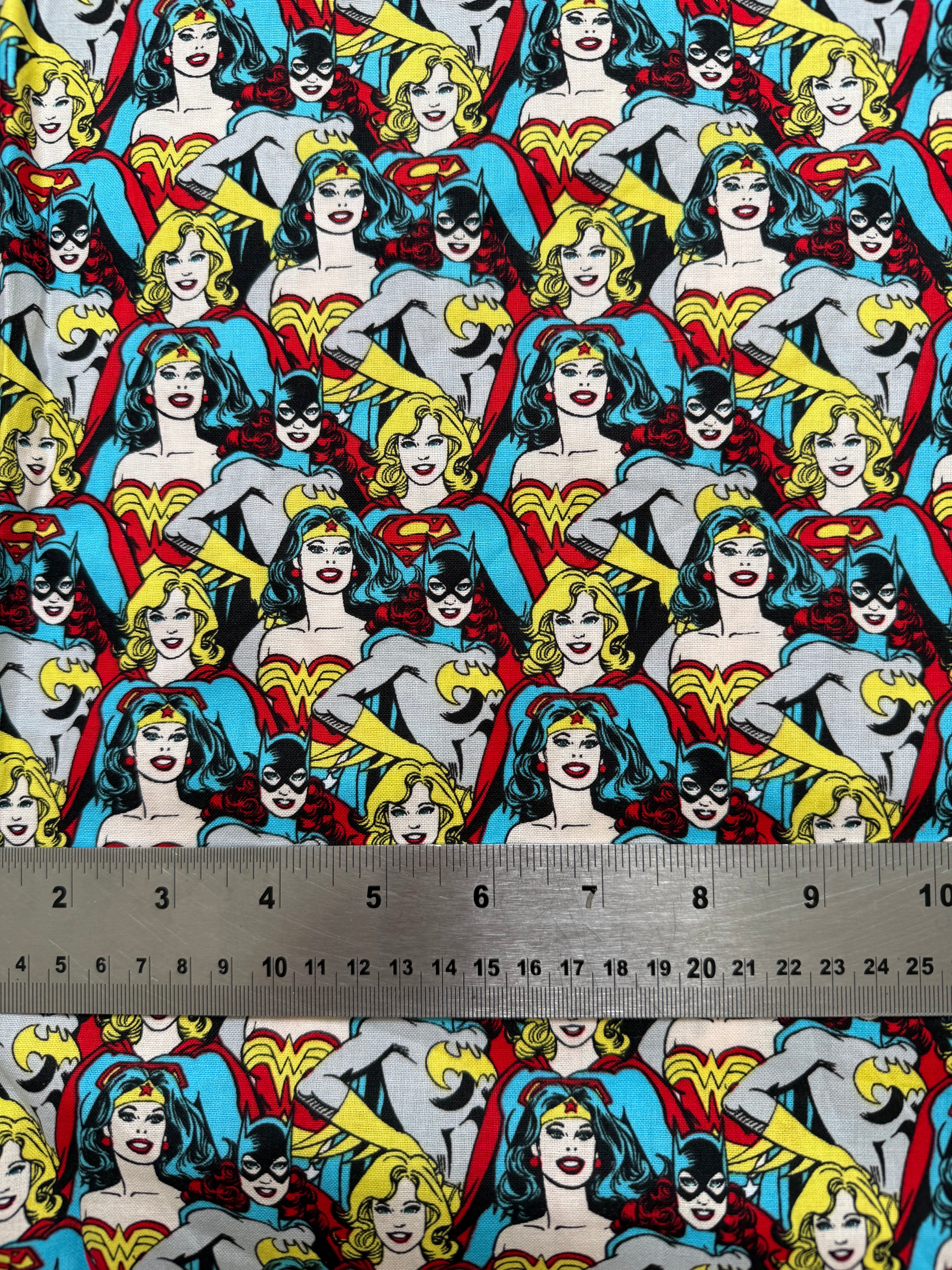 DC Comics Wonder Woman Supergirl Cotton Fabric - Half Yard (18” x 55”)