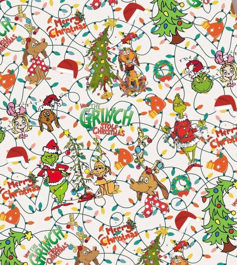 Dr Seuss Grinch character Christmas Polycotton Fabric - Half Yard (18” x 55”)14281