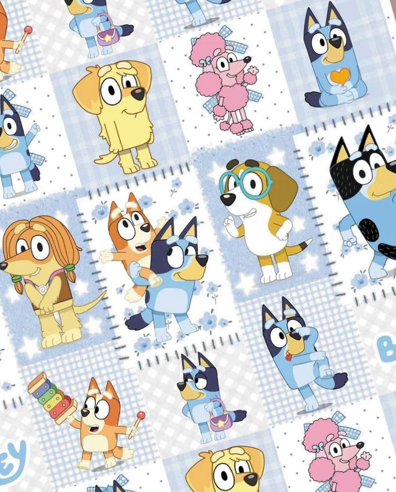 Bluey Bingo dogs children character Character Polycotton Fabric - Half Yard (18” x 55”) 14828