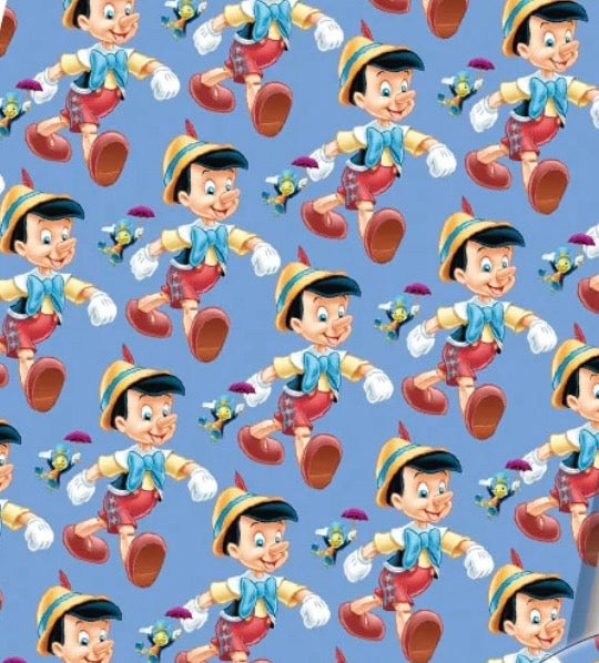 Disney Pinocchio Jiminy Cricket Character Polycotton Fabric - Half Yard (18” x 55”) 80110