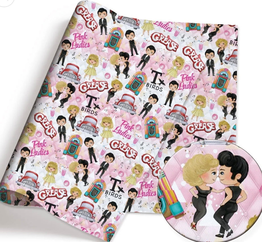 Grease Retro Movie T-Birds Pink Ladies Character Polycotton Fabric - Half Yard (18” x 55”) 24426