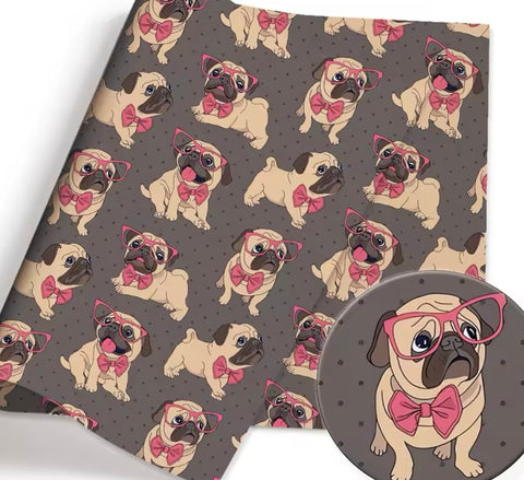 Pugs Dog polyCotton Fabric Half Yard (18” x 55”)