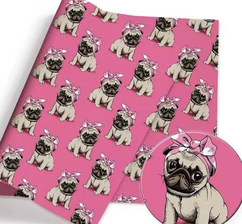 Pugs Dog polyCotton Fabric Half Yard (18” x 55”)