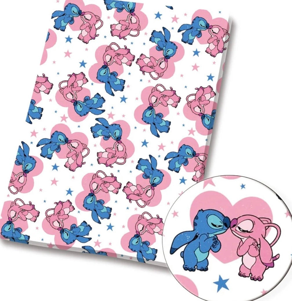 Disney Stitch Angel Alien character Polycotton Fabric - Half Yard (18” x 55”) 83467
