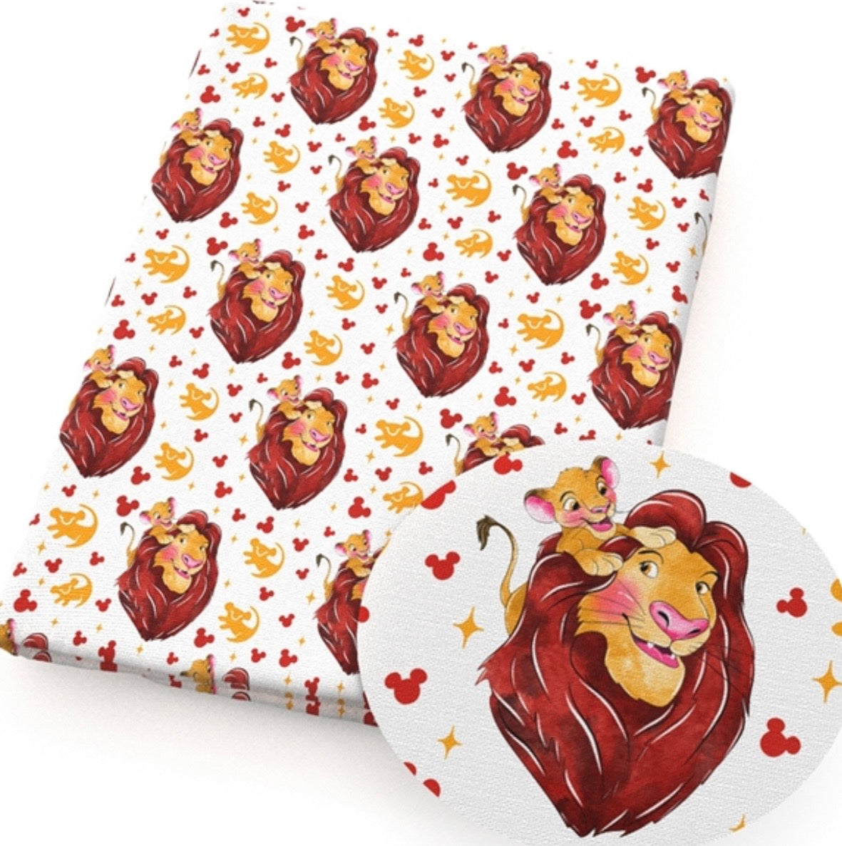 Disney Lion King Simba Mufasa Polycotton Fabric - Half Yard (18” x 55”) 1242333