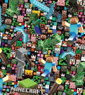 Minecraft Pixel Blocks game Creeper Character Polycotton Fabric - Half Yard (18” x 55”) 4185