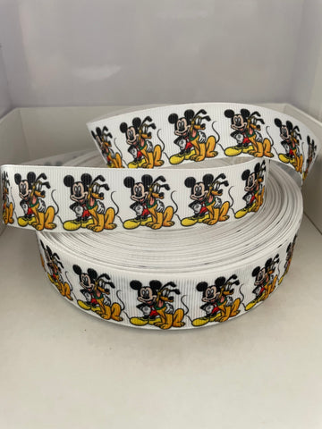 Mickey and Pluto Grosgrain Ribbon