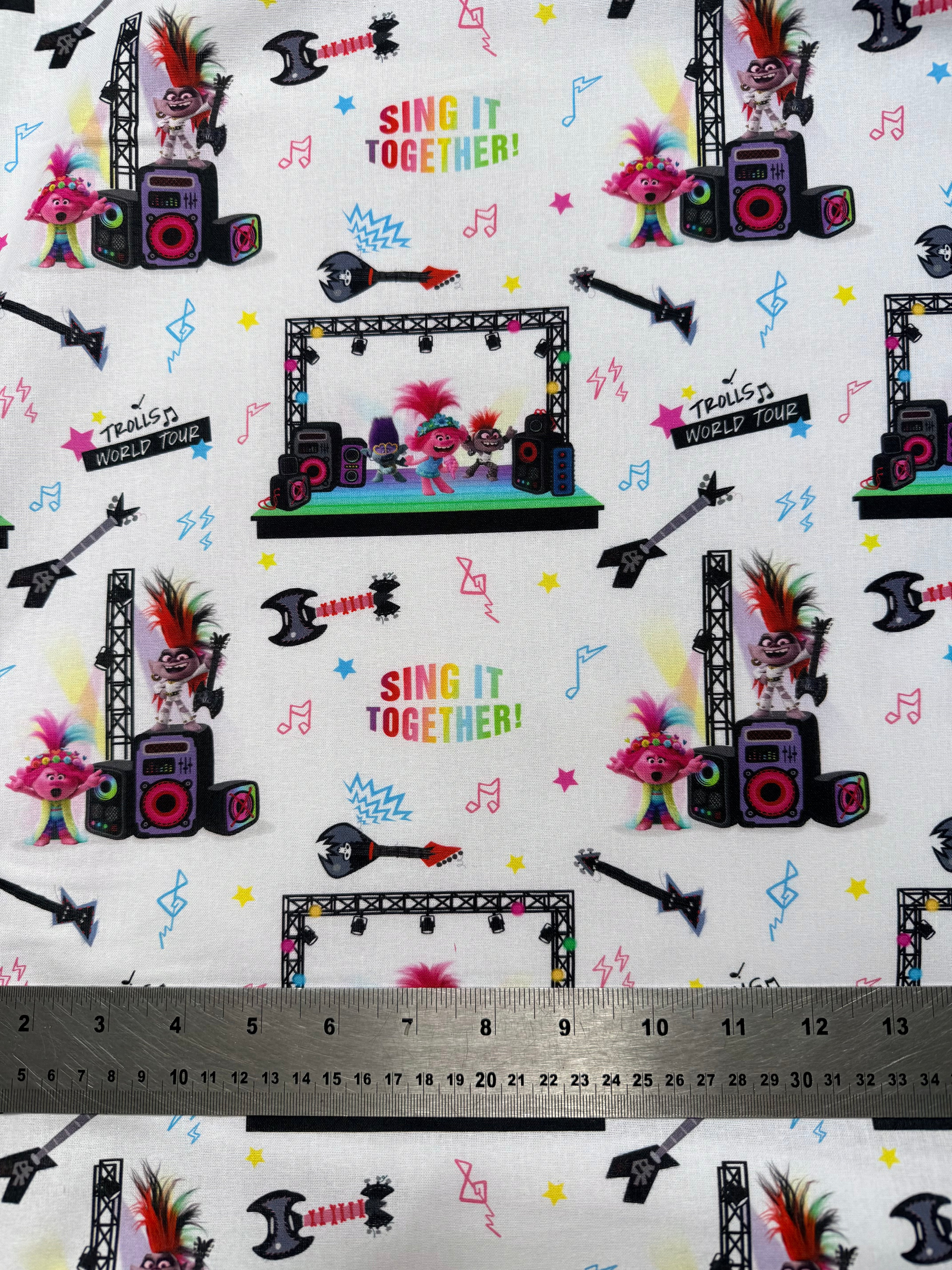 Trolls Cotton Fabric - Half Yard (18” x 55”)
