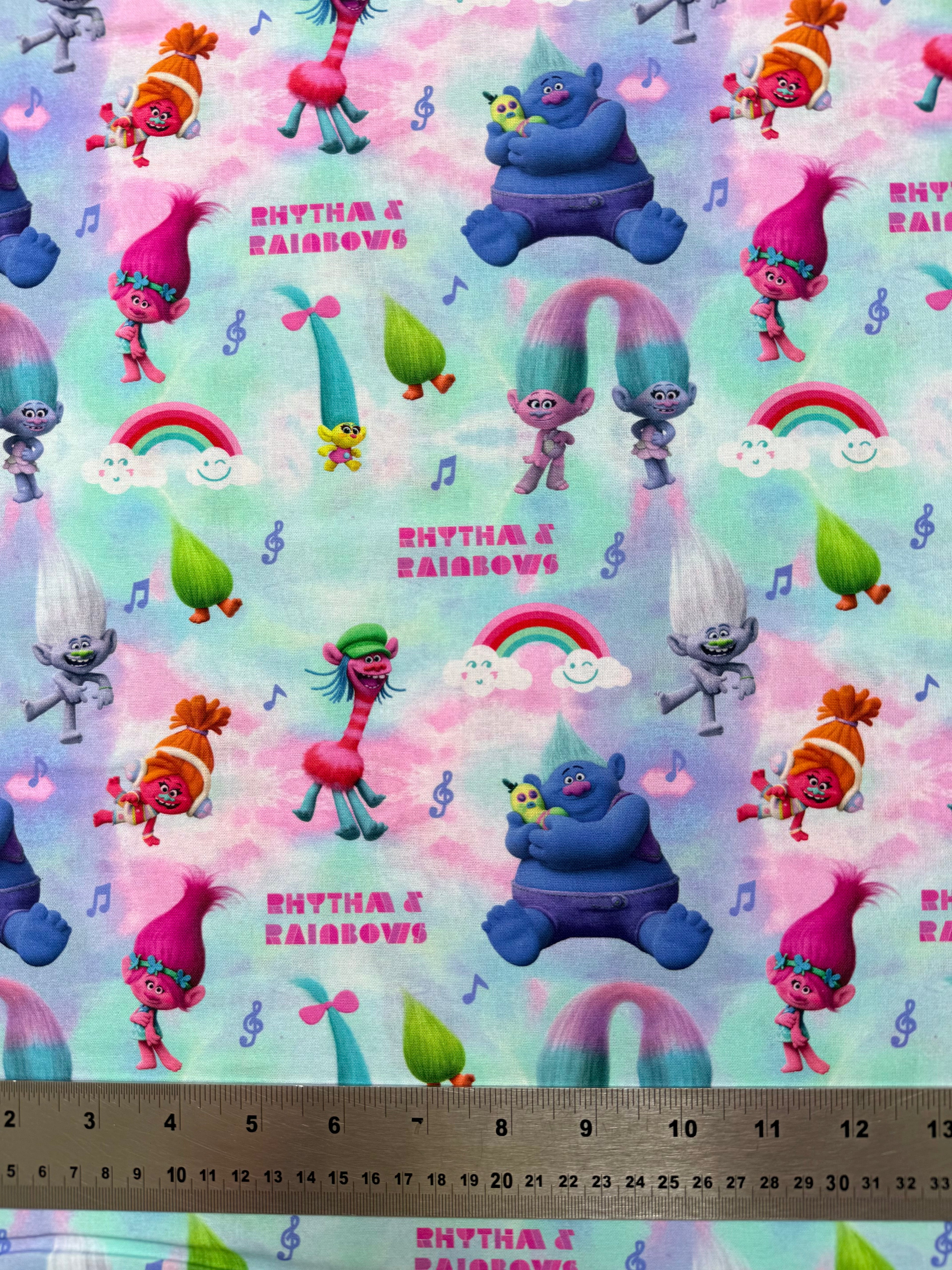 Trolls Cotton Fabric - Half Yard (18” x 55”)