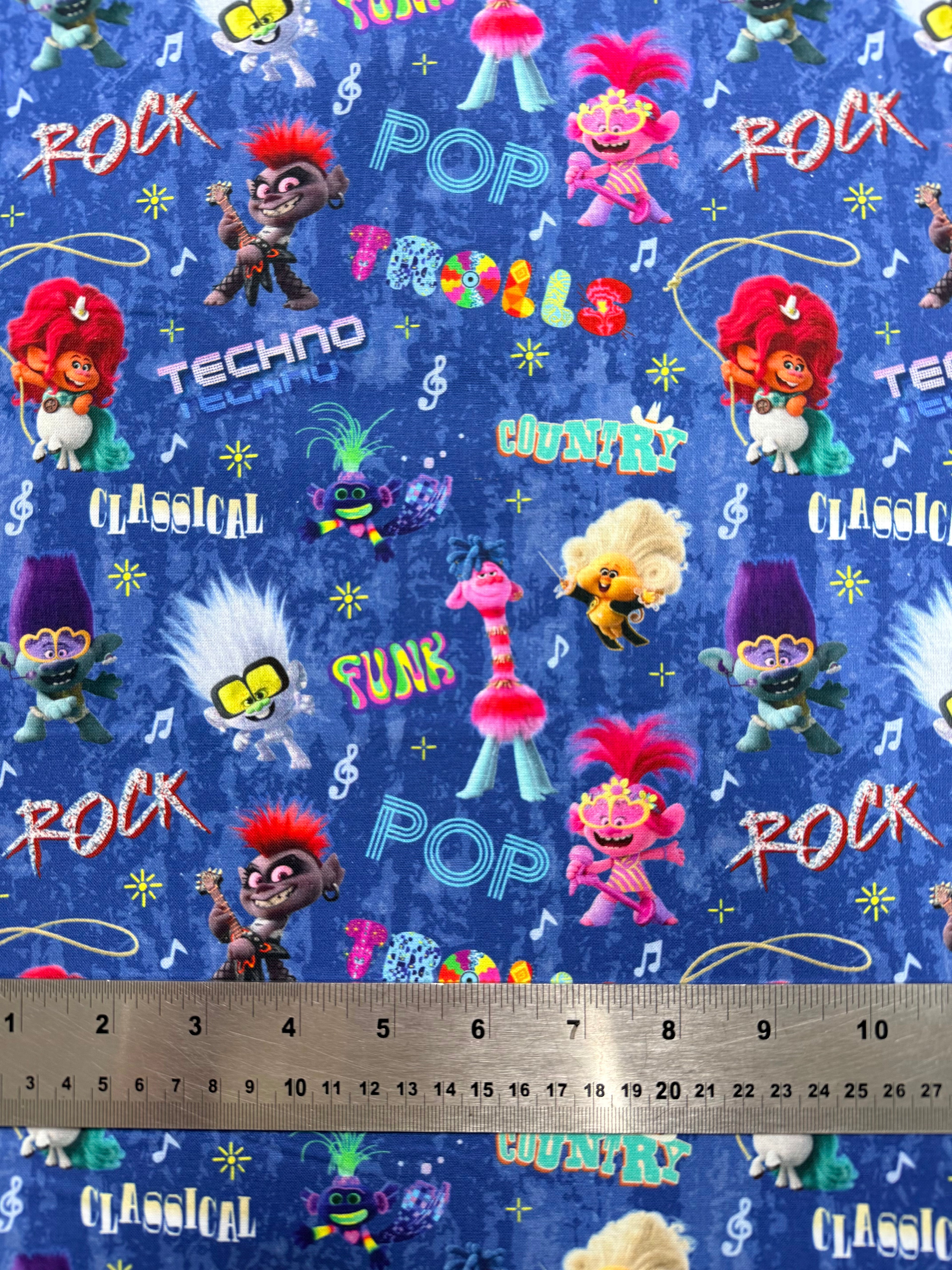 Trolls Cotton Fabric - Half Yard (18” x 55”)