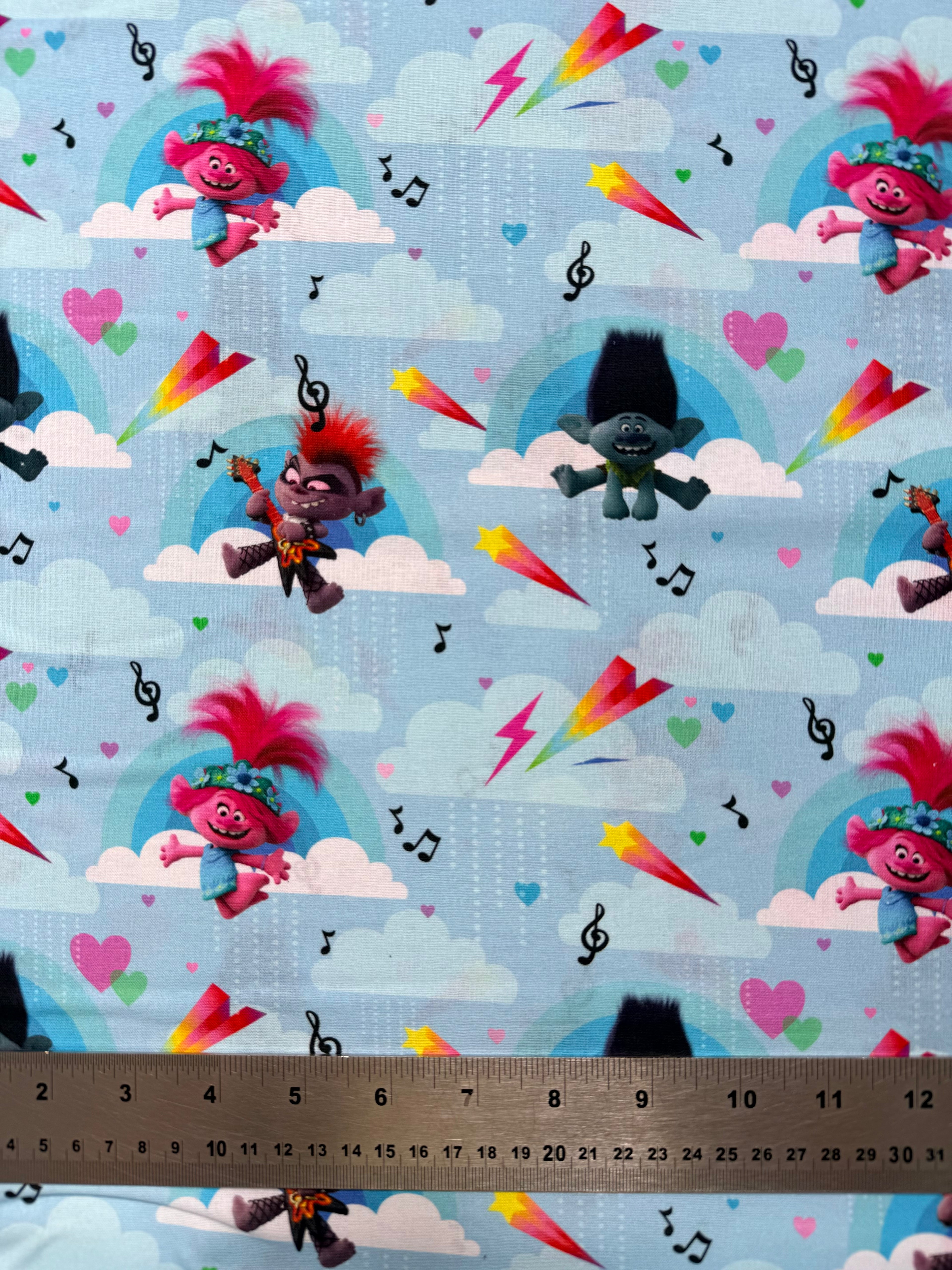 Trolls Cotton Fabric - Half Yard (18” x 55”)