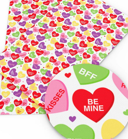 Love Hearts Candy polyCotton Fabric Half Yard (18” x 55”)