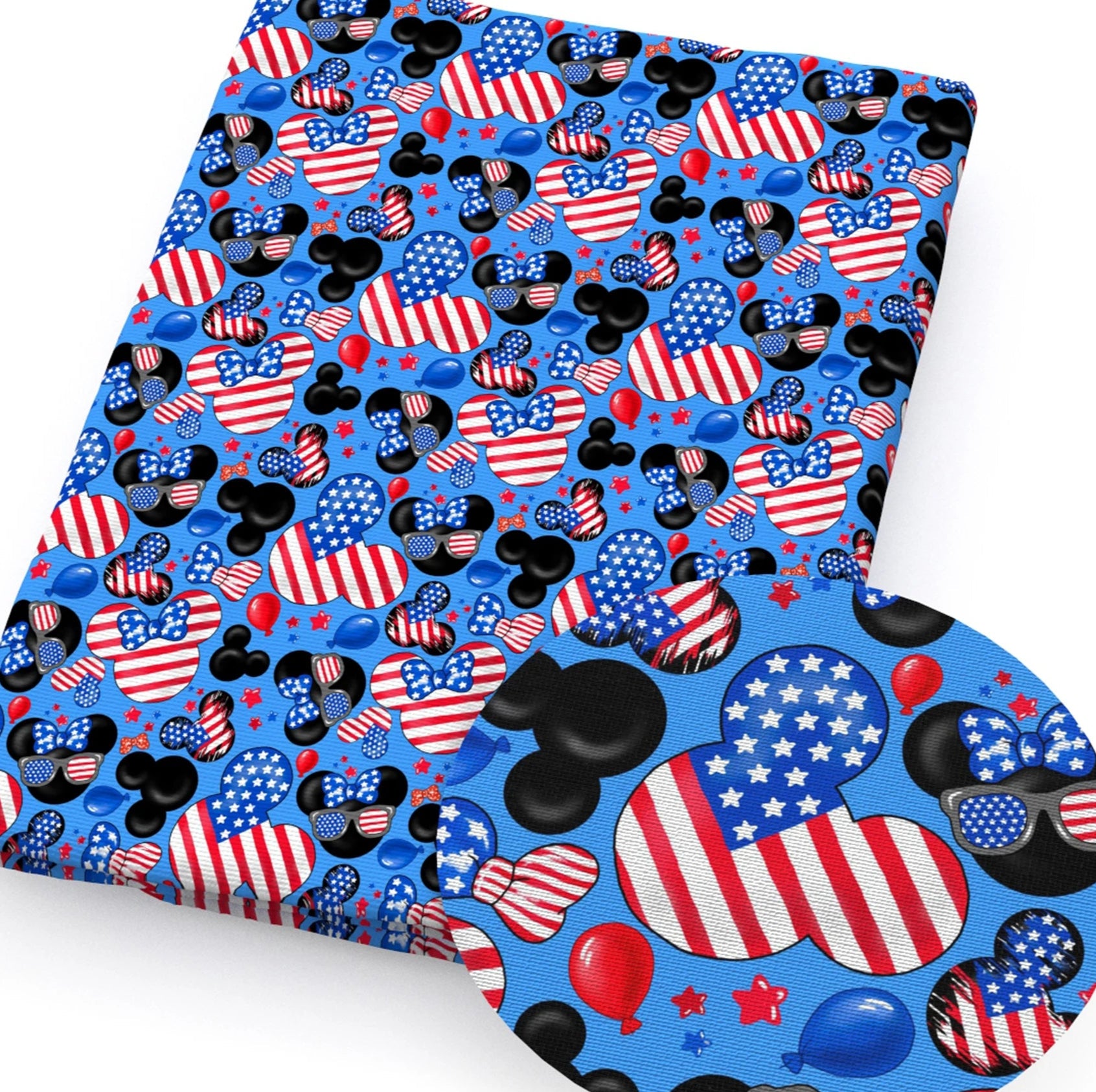 Mickey and Minnie USA polyCotton Fabric Half Yard (18” x 55”)