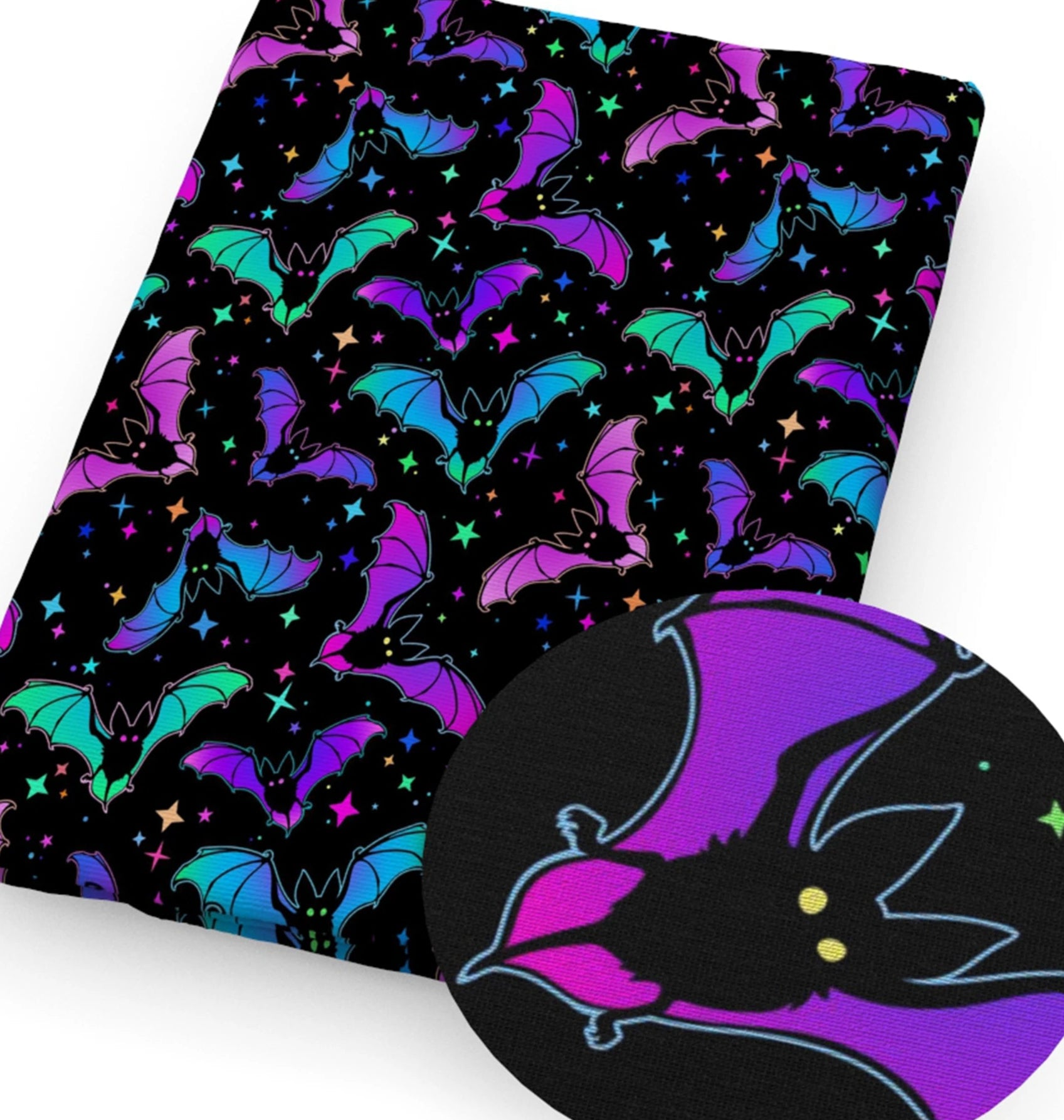 Bright bats polyCotton Fabric Half Yard (18” x 55”)