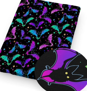 Bright bats polyCotton Fabric Half Yard (18” x 55”)