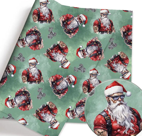 Sexy Muscle Santa polyCotton Fabric Half Yard (18” x 55”)