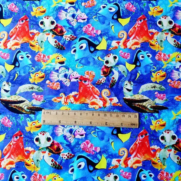 Nemo and Dory Cotton Fabric Half Yard (18” x 40”)