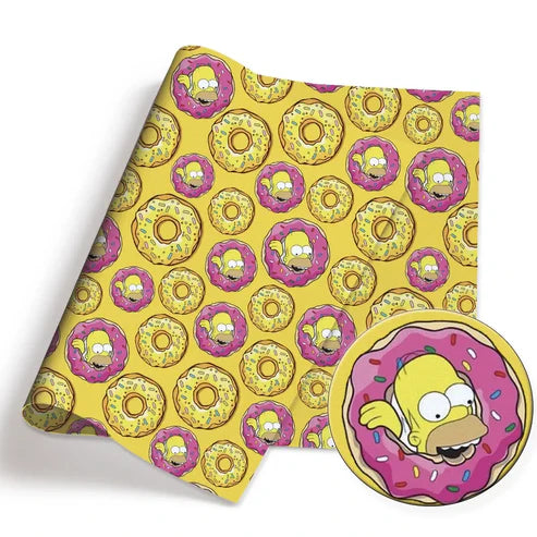 Yellow Cartoon Family Donuts Polycotton Fabric - Half Yard (18” x 55”) 90267