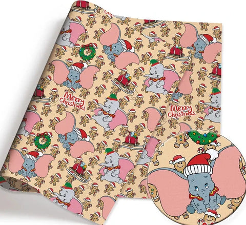 Christmas Dumbo Cotton Fabric Half Yard (18” x 55”)