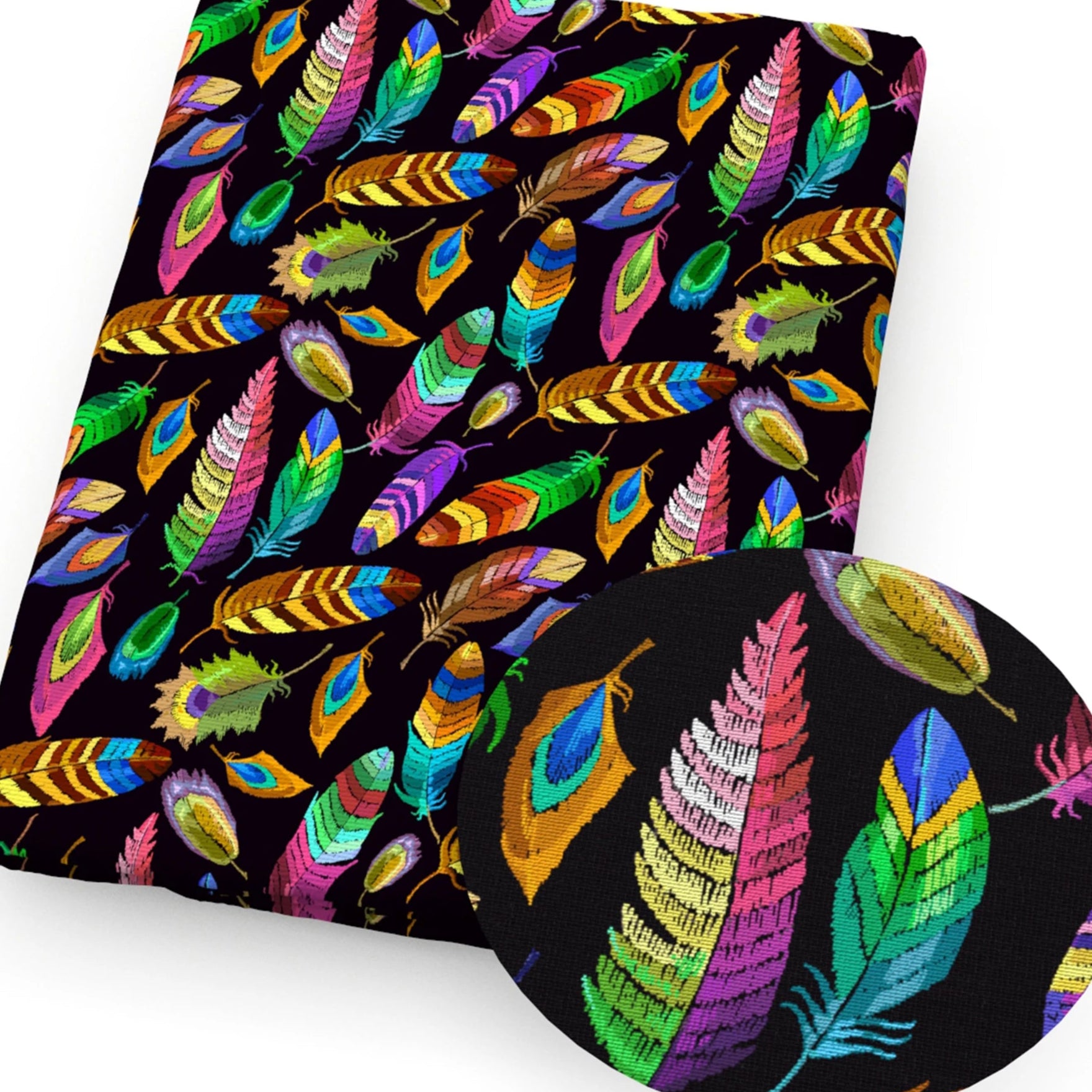 Tropical feathers polyCotton Fabric Half Yard (18” x 55”)