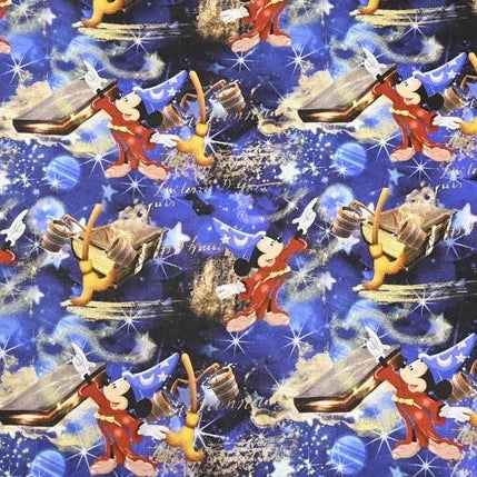 Fantasia Sorcerer Mickey Cotton Fabric Half Yard (18” x 44”)