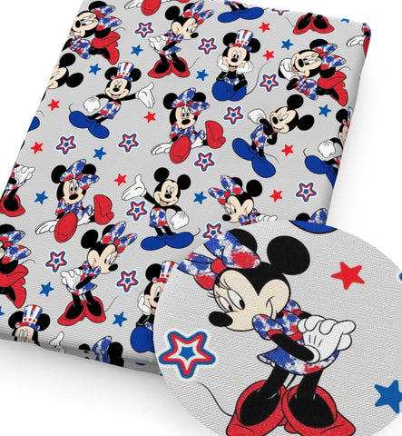 USA Mickey and Minnie polyCotton Fabric Half Yard (18” x 55”)